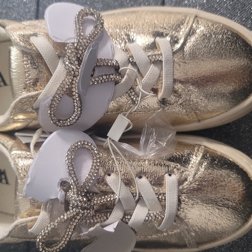 Zara Gold Sneakers with Rhinestone Detail